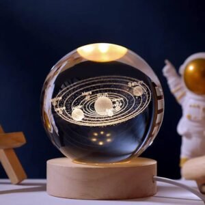 Crystal Ball Night Light,2.4 Inch Glass Ball Night LED Lamp with Woodern Base,Decorations Gifts for Men,Women,Kids,Boys,Girls,Teens