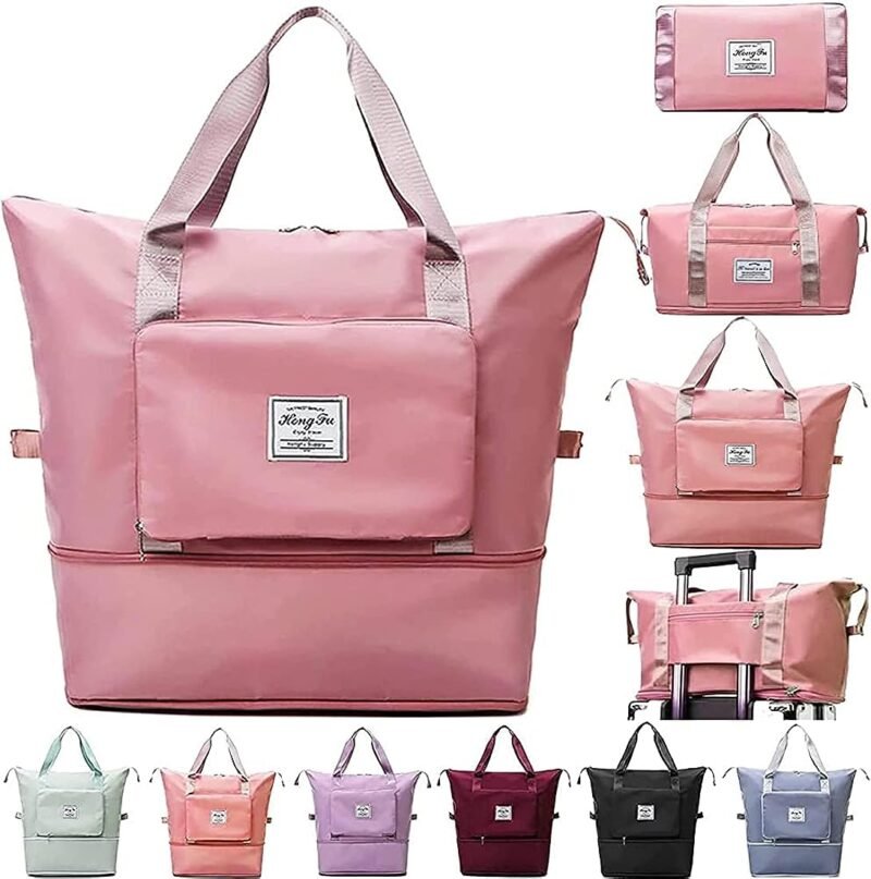 Expandable Travel Bags, Duffle Bags for  Luggage, Foldable Vanity Traveling Bag, Waterproof Hand Bag for Personal Items (Multicolor)