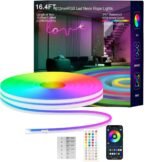 USB RGBIC 5M Smart Neon LED Strip Light, Waterproof Rope, Music Sync DIY Sign Tape Controlled Bluetooth by APP (5M Smart NEON USB)