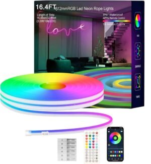 USB RGBIC 5M Smart Neon LED Strip Light, Waterproof Rope, Music Sync DIY Sign Tape Controlled Bluetooth by APP (5M Smart NEON USB)
