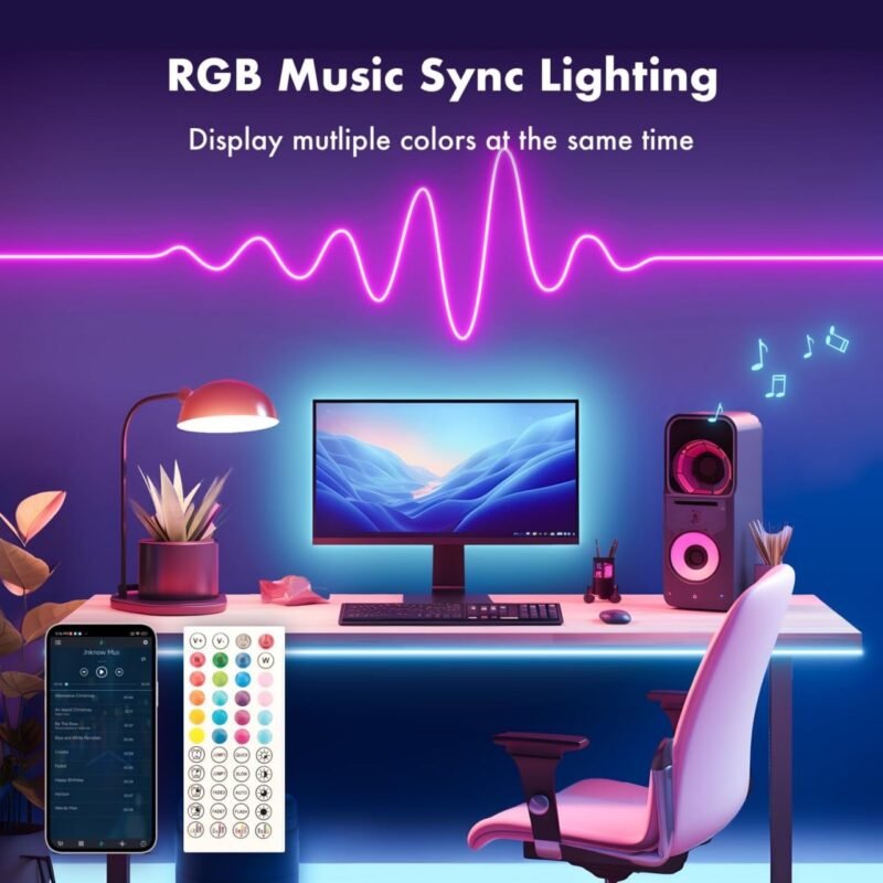 USB RGBIC 5M Smart Neon LED Strip Light, Waterproof Rope, Music Sync DIY Sign Tape Controlled Bluetooth by APP (5M Smart NEON USB) - Image 4