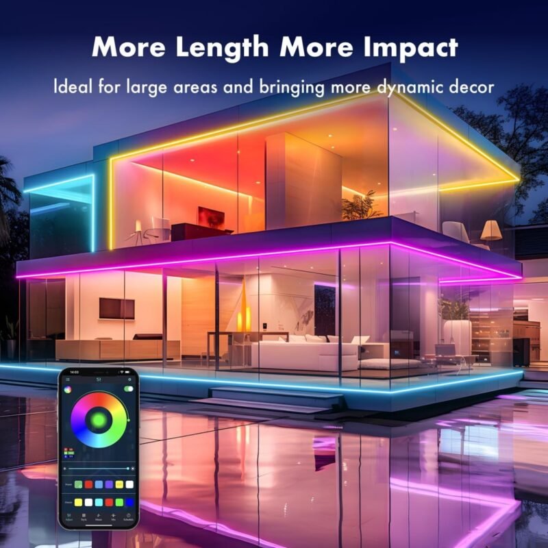 USB RGBIC 5M Smart Neon LED Strip Light, Waterproof Rope, Music Sync DIY Sign Tape Controlled Bluetooth by APP (5M Smart NEON USB) - Image 6