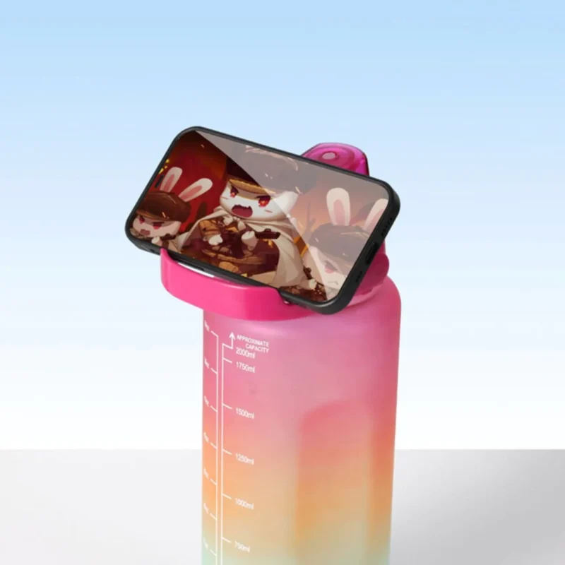 Unbreakable Silicone Water Bottle, Motivational Water Gallon with Time Marker Large Capacity 2000ML, 900ML, 300ML, Leakproof BPA Free Fitness Sports Water Bottle (Multicolor, 3 Pcs) - Image 3