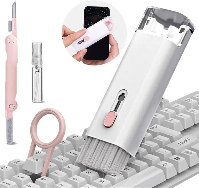 7 in 1 Electronic Cleaning Kit for Airpod & Laptop | Screen Dust Brush Including Soft Swipe Airpod Cleaner Pen | Key Puller and Empty Spray Bottle (MultiColor, 1pc) - Image 2