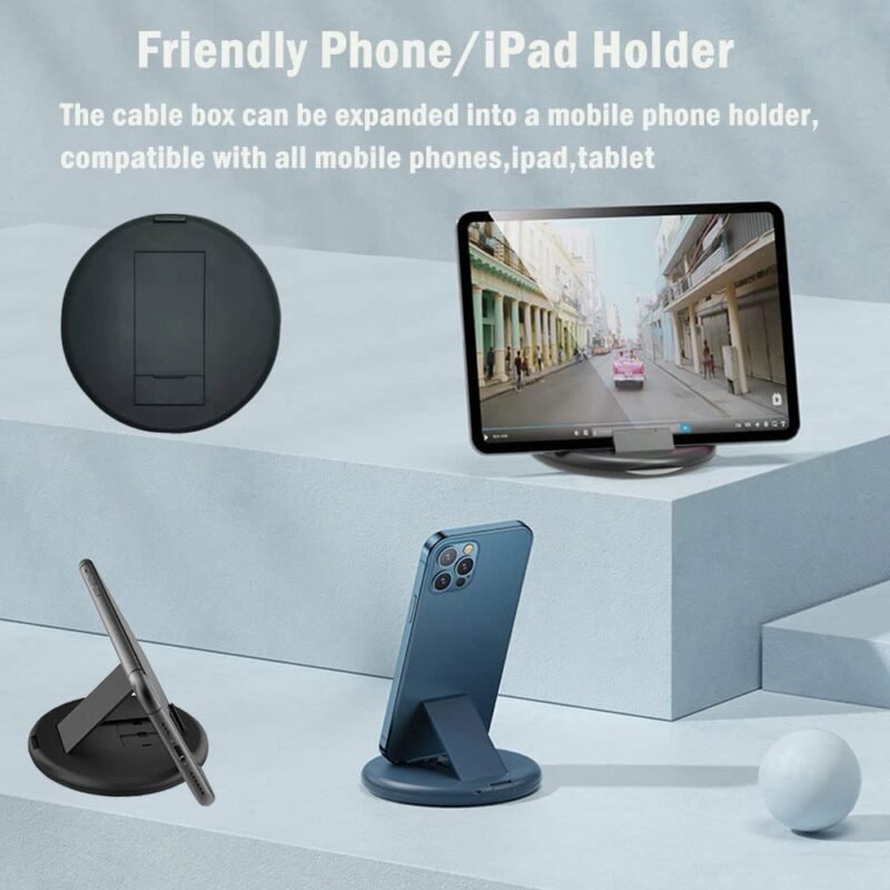 Multifunctional Data Cable Conversion Head Portable Storage Box, Multi-Type Charging Line Convertor USB Type C Adapter Tool Contain Sim Card Slot Tray Eject Pin, Phone Holder(Multi-colour) - Image 6