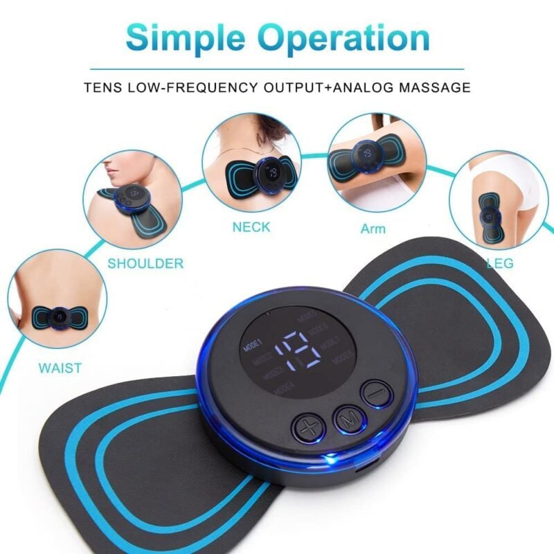 Full Body Mini Butterfly TENS Massager Machine for Pain Relief Wireless Vibrating Massager with 8 Modes, 19 Levels Electric Rechargeable EMS Patch - Image 2