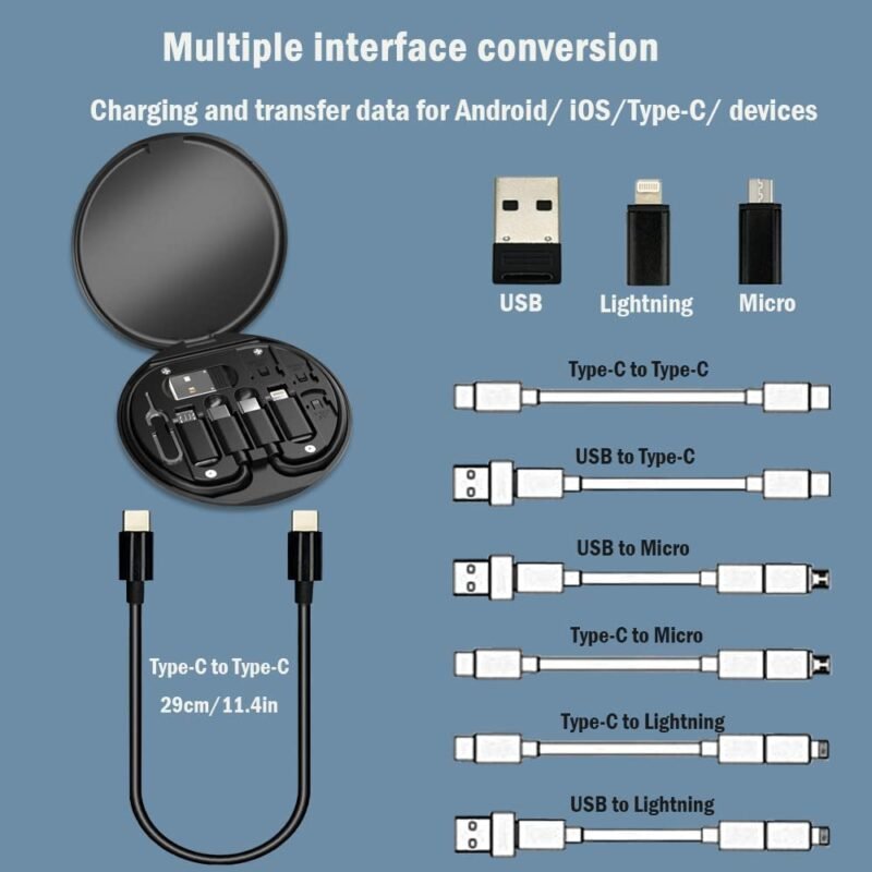 Multifunctional Data Cable Conversion Head Portable Storage Box, Multi-Type Charging Line Convertor USB Type C Adapter Tool Contain Sim Card Slot Tray Eject Pin, Phone Holder(Multi-colour) - Image 7