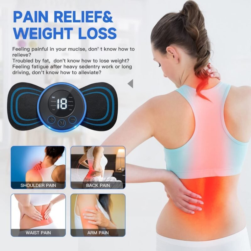 Full Body Mini Butterfly TENS Massager Machine for Pain Relief Wireless Vibrating Massager with 8 Modes, 19 Levels Electric Rechargeable EMS Patch - Image 3