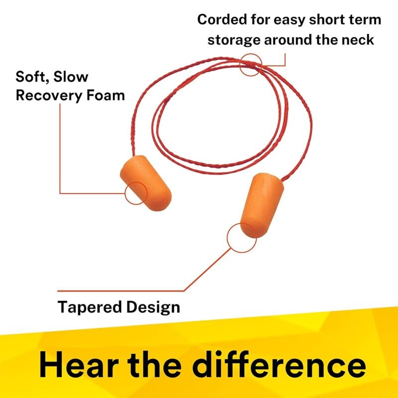 3M 1110 Ear Plugs Corded, Extra Soft, Reusable Earbuds Noise Cancellation, Soundproof Earplug Use For Underwater, Meditation, Study, Flight Travel, Sleeping, Sound Block Up To 29 Decibel (Pack of 10) - Image 3