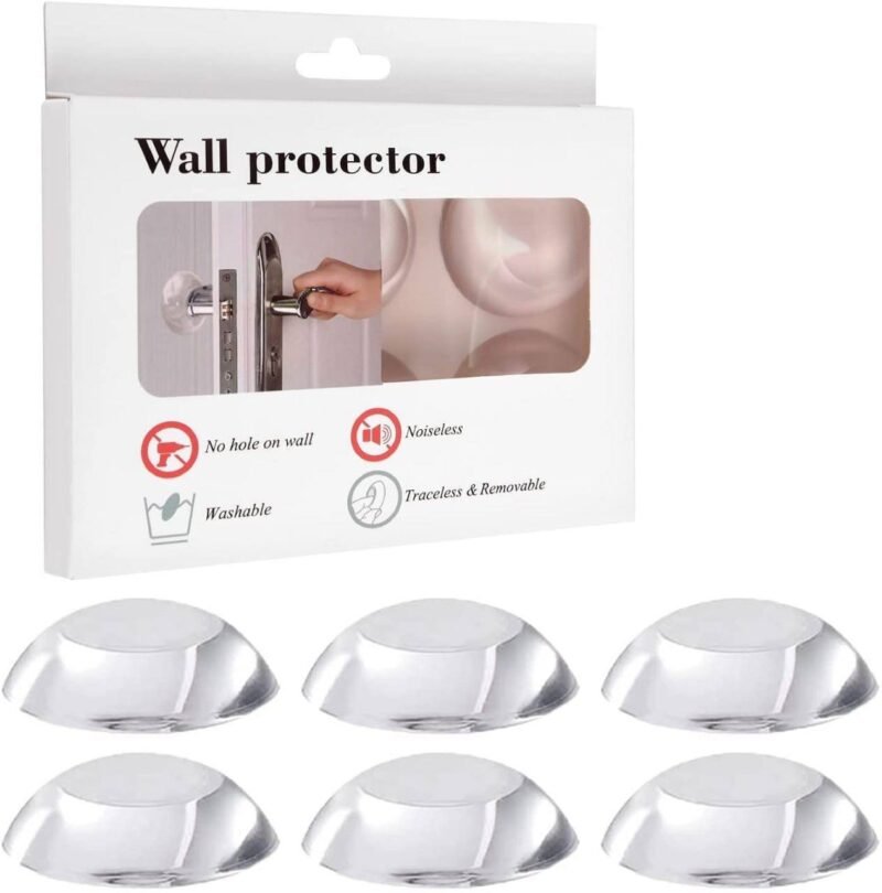 Silicone (6 PCs) Door Bumper Wall Protector Self Adhesive Clear Door Stopper Knob Pads,Soft Reusable Rubber Wall Protectors Shield - Image 2