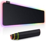 RGB Gaming Mouse Pad, Soft Glowing 14 LED Modes, Gaming Desk Keyboard Pad, Mouse Mat, Non-Slip Rubber Base - 78x30 cm - Black