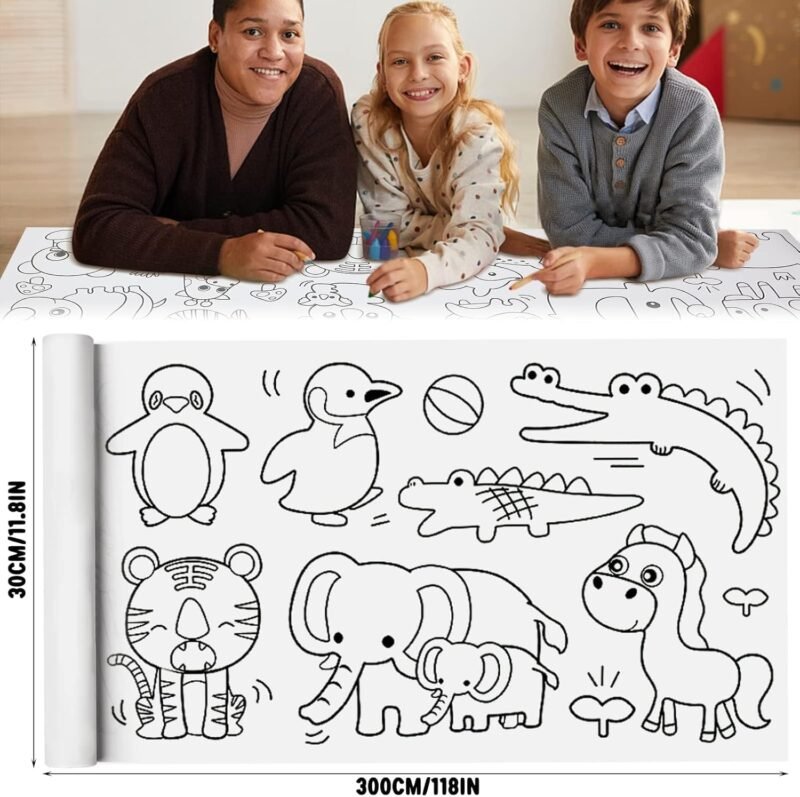 Children's Drawing Roll, Coloring Paper Roll for Kids, 30 * 300 Cms DIY Painting Drawing Paper Roll, Kids Art Roll, Early Educational Toys for Kids - Image 4
