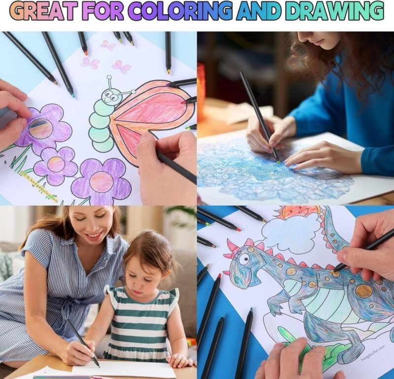 12Pcs - 7 in 1 Black Wooden Rainbow Pencils | Multicolored Fun Pencils for Kids and Adults | Colors Pencils Art Supplies for Colour, Sketching, Shading, Drawing, Blending, School, Office Use - Image 6